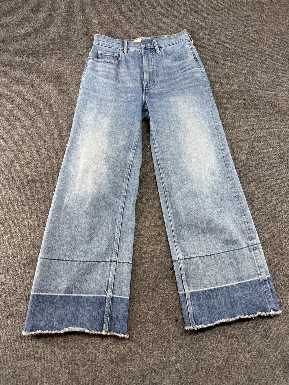 Everlane Jeans Womens 25 Blue Way High Sailor Wide Leg Crop Raw Hem Denim Pants